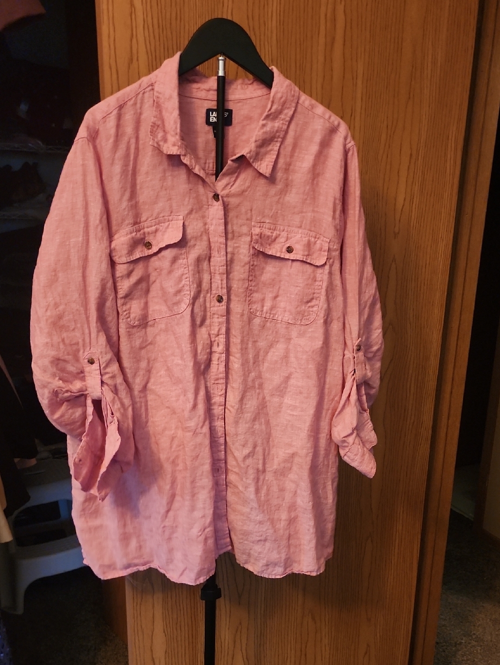 Lands' End Soft Rose Linen Button-Up Shirt